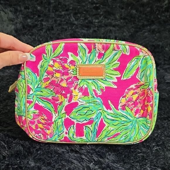 Lilly Pulitzer Pink and Green Floral Pouch - Picture 1 of 7